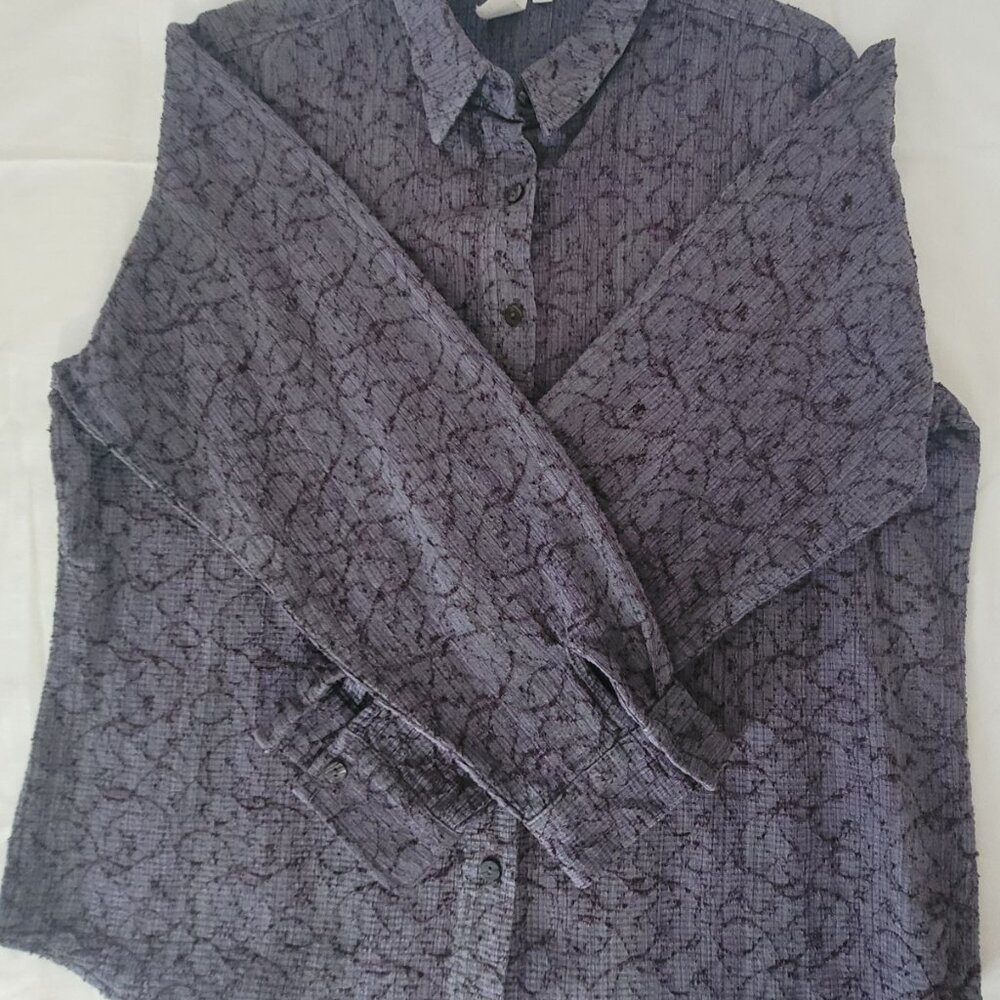 Purple Gray Long Sleeve Territory Ahead Button Shirt Womens Size XL